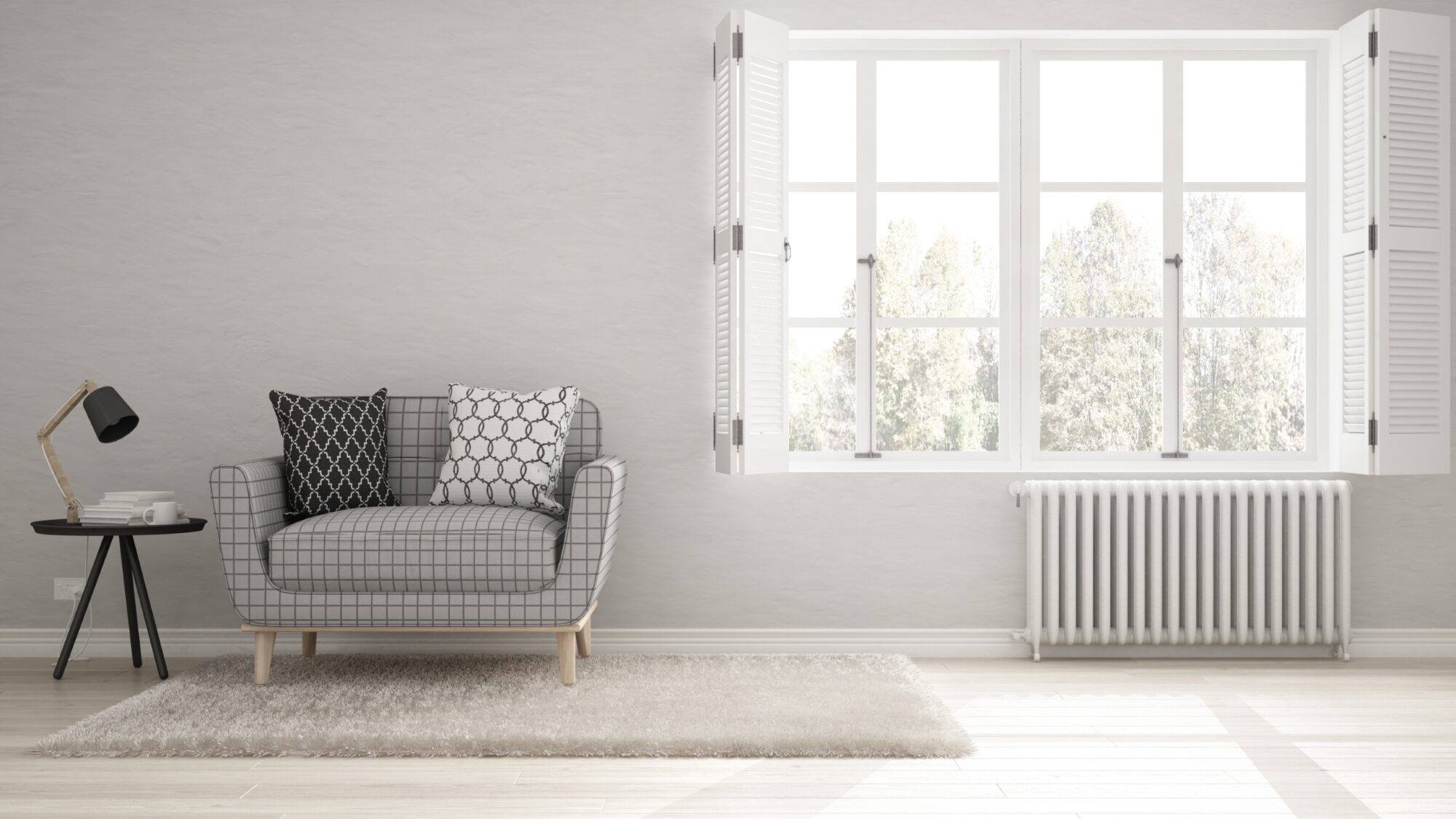 Plumbing and heating services in Scotland - A living room with a radiator